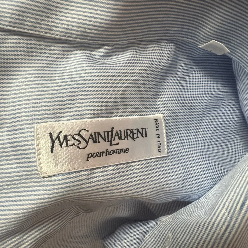 Yves Saint Laurent Blue Dress Shirt Classic Cotton - Picture 3 of 4